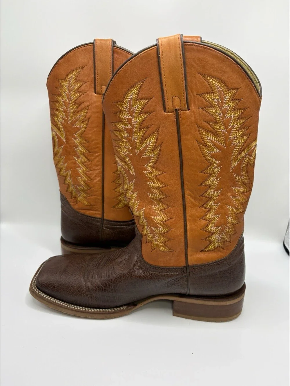 Justin JE802 Genuine Ostrich Mens Sz 11 D Leather Boots Square Toe Brown